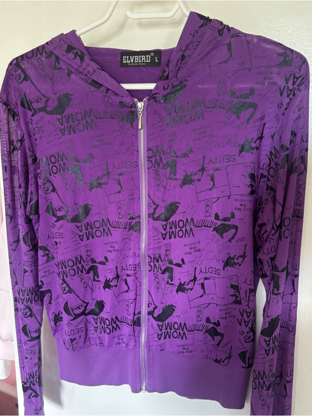 Purple Graphic 2000’s Zip Up Gothic Hoodie